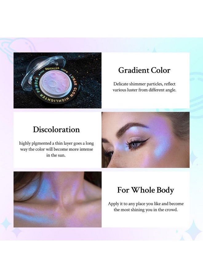 Chameleon Face Highlighter Palette, Multichrome Glitter Shimmer Highlighter Makeup, Holographic Sparkle Color Shifting Inner Corner Eye Highlighter Illuminator, Silky Creamy Mineral Eyeshadow2