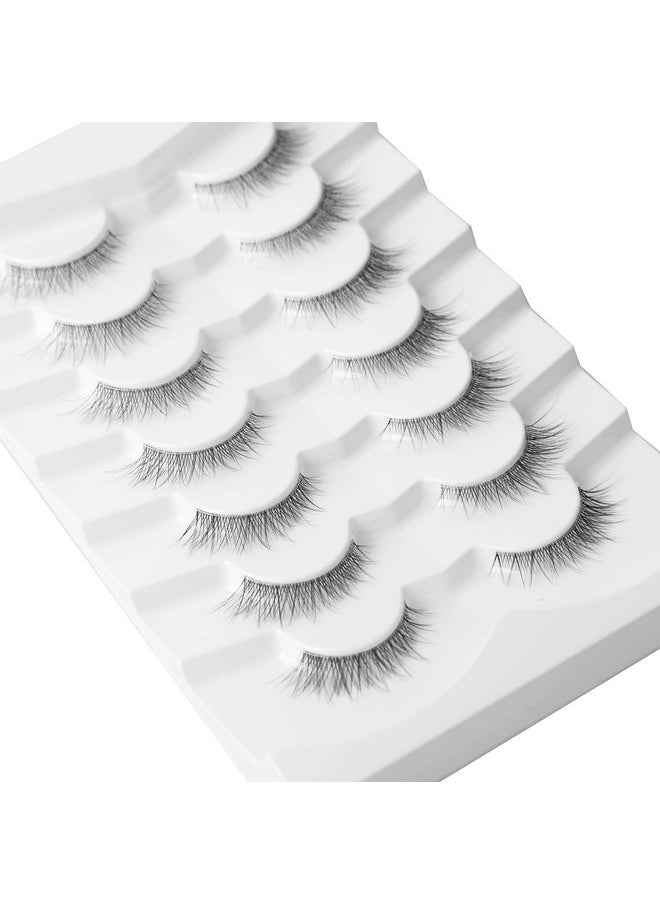 Lashes Natural Short False Eyelashes Wispy Lashes Pack Light Volume Clear Band Soft Fake Eye Lashes 7 Pairs Multipack