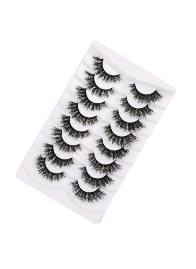 Fluffy False Eyelashes Cat Eye 3D Faux Mink Lashes Wispy Natural Fake Eyelashes 8 Pairs