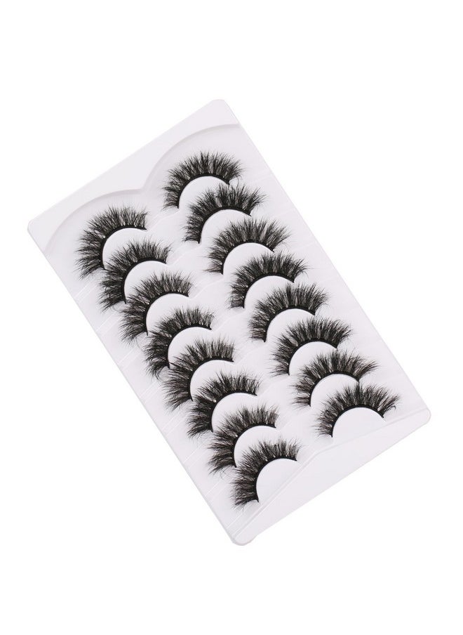 Fluffy False Eyelashes Cat Eye 3D Faux Mink Lashes Wispy Natural Fake Eyelashes 8 Pairs