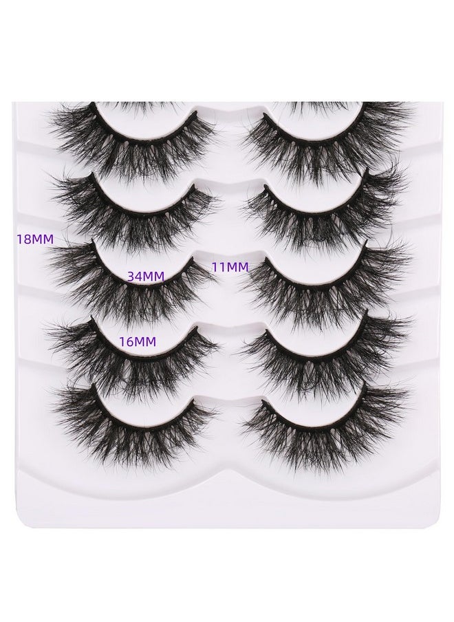 Fluffy False Eyelashes Cat Eye 3D Faux Mink Lashes Wispy Natural Fake Eyelashes 8 Pairs