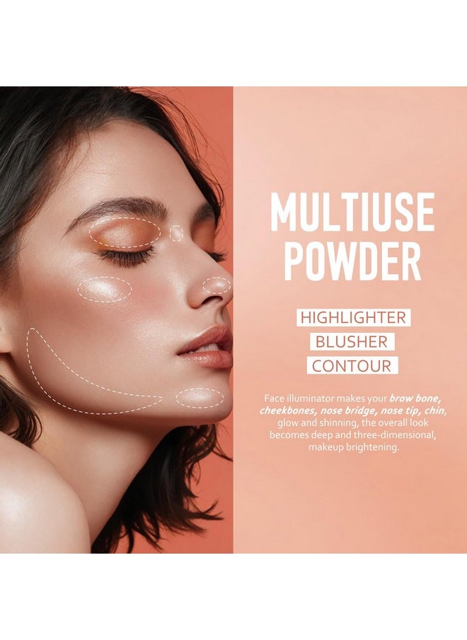 8 Colors Baked Powder Palette, Mulitiuse Baked Powder For Eyeshadow Highlighter Contour, High Glossy Pigment, Lightweight Soft Powder, Buildable Blendable Natural Look, Rose Gold