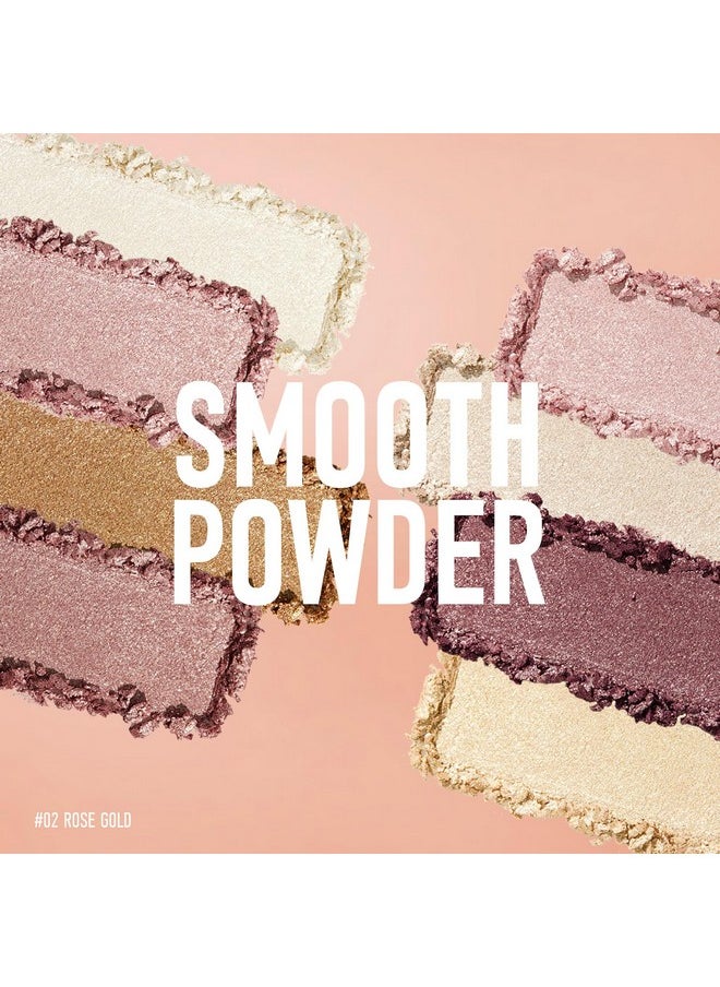 8 Colors Baked Powder Palette, Mulitiuse Baked Powder For Eyeshadow Highlighter Contour, High Glossy Pigment, Lightweight Soft Powder, Buildable Blendable Natural Look, Rose Gold