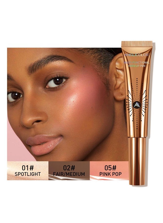 3Pcs,Contour Stick Bronzer,Liquid Blush,Highlighter,Long Lasting Smooth Lightweight Beauty Wand Set,Vegan & Cruelty-Free