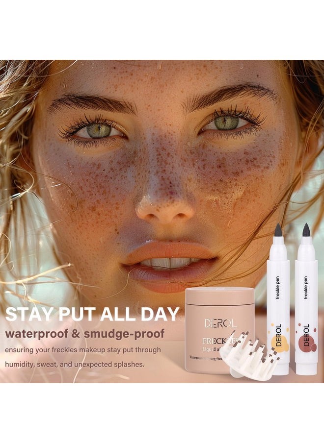 Natural Freckle Blush Makeup Kit- Liquid Fake Freckle Air Cushion, 2 Colors Freckle Pen, Powder Cushion Blush, Waterproof Long Lasting Freckles Marker For Cheek