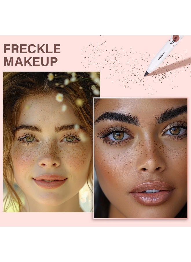 Natural Freckle Blush Makeup Kit- Liquid Fake Freckle Air Cushion, 2 Colors Freckle Pen, Powder Cushion Blush, Waterproof Long Lasting Freckles Marker For Cheek