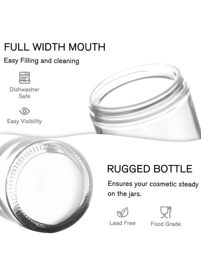 Multipurpose (Pack Of 4) Round Frost Glass Cosmetic Jars,30Gm With Inner Liners And Silver Lids, Travel Jars, Refillable For Makeup, Cream, Lotion, Sugar Scrubs, Eye Shadow Paint, Jewelry