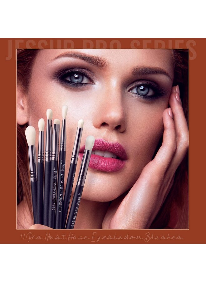 Eyeshadow Brush Set 11Pcs Eye Makeup Brushes Set Professional Eye Shadow Brush Blending Brush Shader Crease Brush Black T340