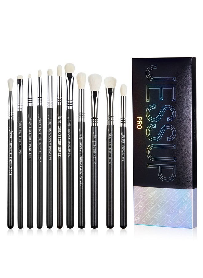 Eyeshadow Brush Set 11Pcs Eye Makeup Brushes Set Professional Eye Shadow Brush Blending Brush Shader Crease Brush Black T340