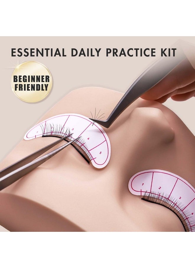 Lash Extension Practice Kit, Eyelash Extension Training Kit For Beginners, Professional Eyelash Mannequin Head Set With Practice Lashes Lash Supplies
