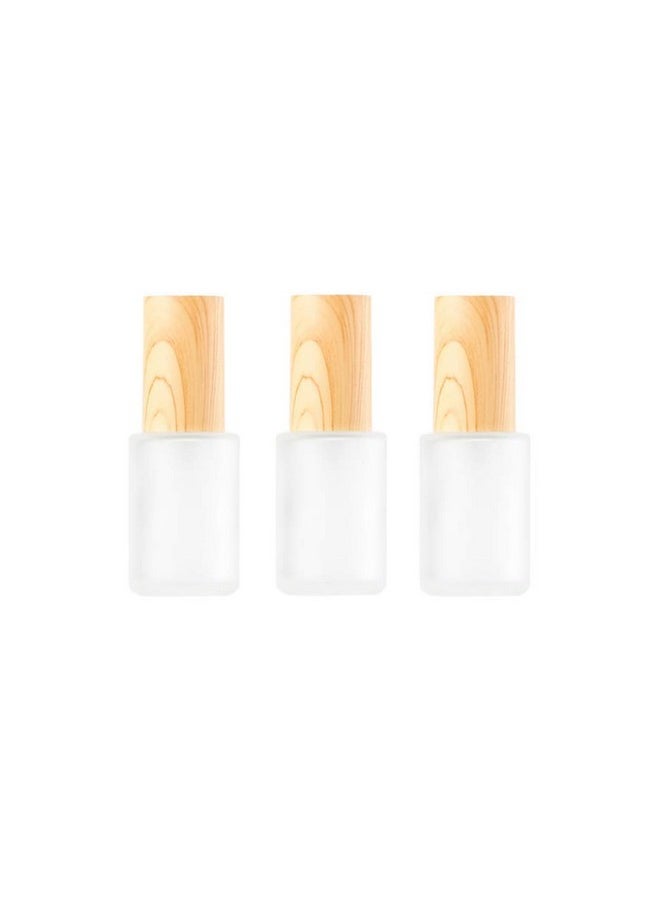 3Pcs 30Ml 1Oz Matte Glass Pump Bottles Travel Pump Bottle Lotion Bottle Travel Container Soap Dispenser Toiletries Bottle Containers With Wood Grain Lid For Shampoo Cream Liquid Essential Oils