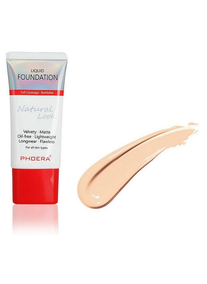 Rity Phoera Full Coverage Foundation New Formula Waterproof Long Lasting Oil Free Velvet Matte Liquid Foundation For Oily Skin Flawless Makeup Base Cream Concealer (102 Nude)