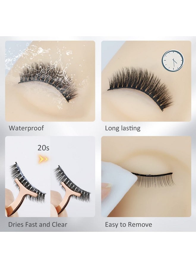 False Eyelash Glue Super Strong Hold 24H Clear Glue Latex Free Eyelash Glue Waterproof Lash Glue White Strip Eyelash Adhesive 5Ml 0.17Oz