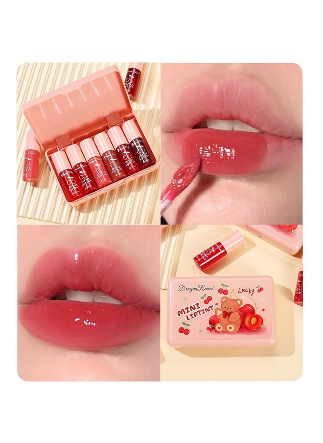 6 Colors Lip Tint Stain Korean Lip Gloss Set, Plumping Lip Tint Mini Liquid Lipstick, Multi-Use Cheek And Lip Tint, Long Lasting Waterproof, Non-Stick Cup, Lip Tint Makeup