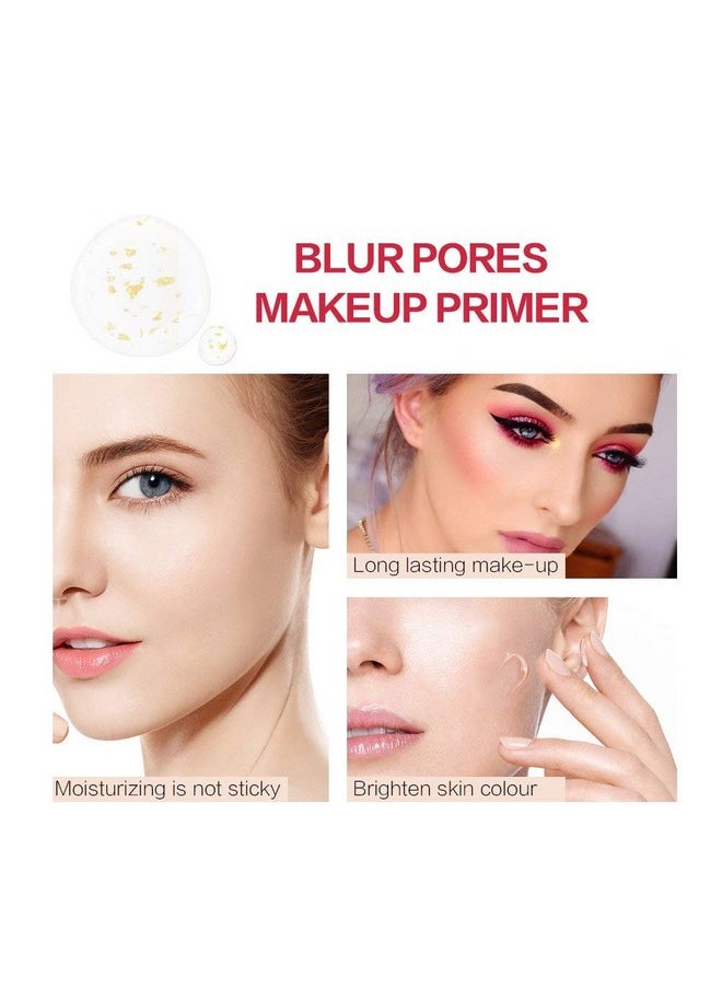 Face Makeup Primer, Big Pores Minimizer Perfect Cover, No Pore Eraser Filler, Smooth Fine Lines Wrikles, Gold Foil Infused Base Blur Primer, Long Lasting Women Makeup 0.2Fl Oz