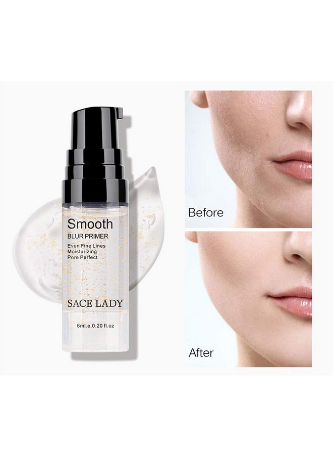 Face Makeup Primer, Big Pores Minimizer Perfect Cover, No Pore Eraser Filler, Smooth Fine Lines Wrikles, Gold Foil Infused Base Blur Primer, Long Lasting Women Makeup 0.2Fl Oz