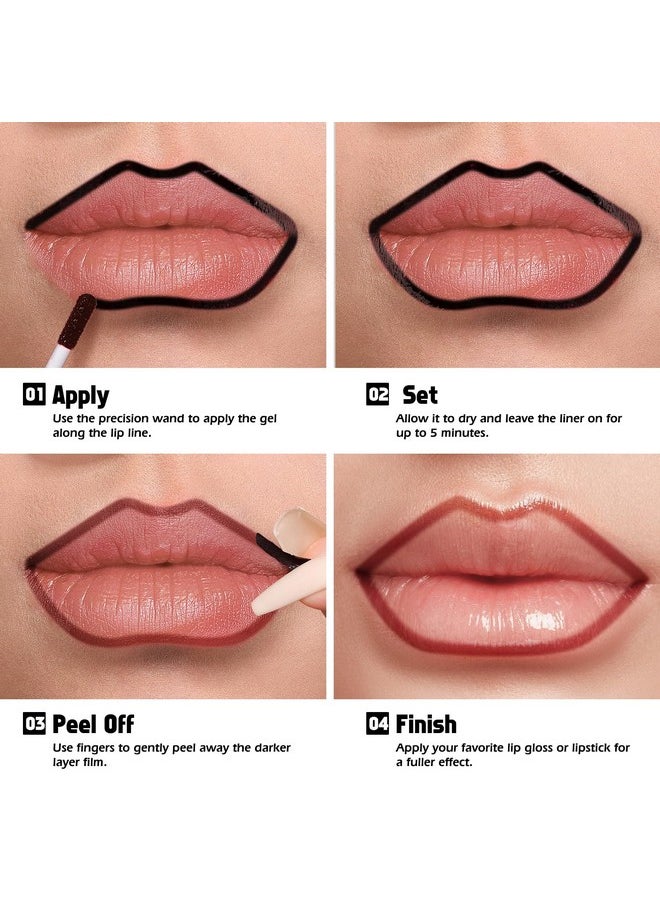 Peel Off Lip Liner Stain, Long Lasting Lip Tint Stain Peel Off, Waterproof, Transfer-Proof, Highly Pigmented Color Peel Off Lip Stain Liner, Matte Finish