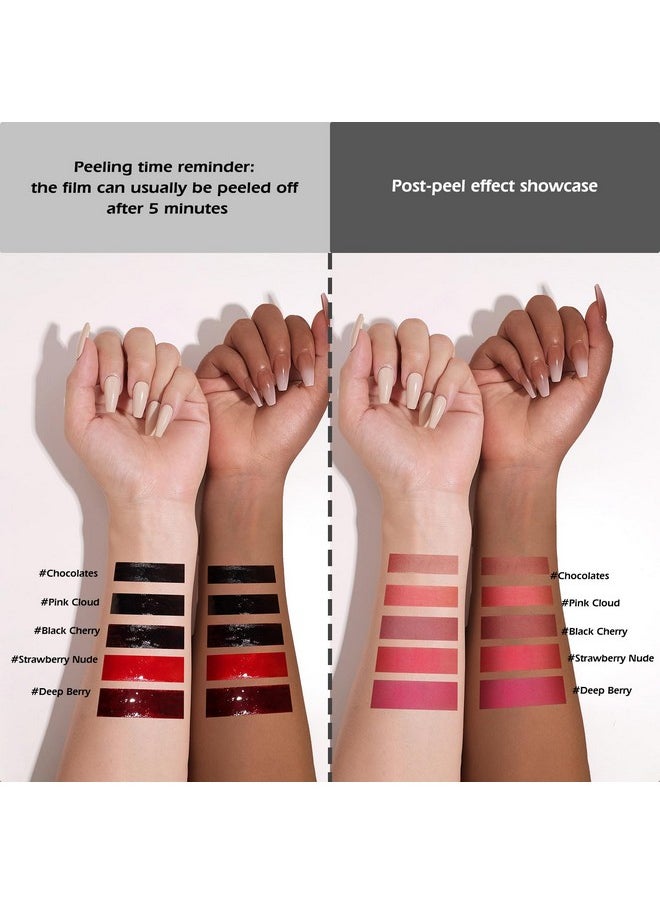 Peel Off Lip Liner Stain, Long Lasting Lip Tint Stain Peel Off, Waterproof, Transfer-Proof, Highly Pigmented Color Peel Off Lip Stain Liner, Matte Finish