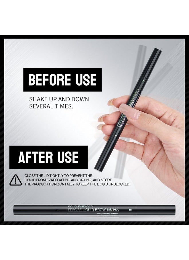 Microblading Eyebrow Pencil,2-In-1 Dual-Ended Eyebrow Pen With 2 Tip Brow Pen And Precise Brush-Tip,Brow Pen For Natural Waterproof And Long-Lasting Brows (Dark Brown)