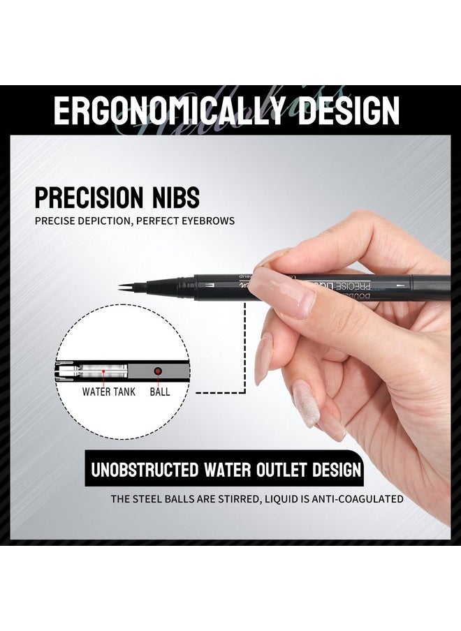 Microblading Eyebrow Pencil,2-In-1 Dual-Ended Eyebrow Pen With 2 Tip Brow Pen And Precise Brush-Tip,Brow Pen For Natural Waterproof And Long-Lasting Brows (Dark Brown)