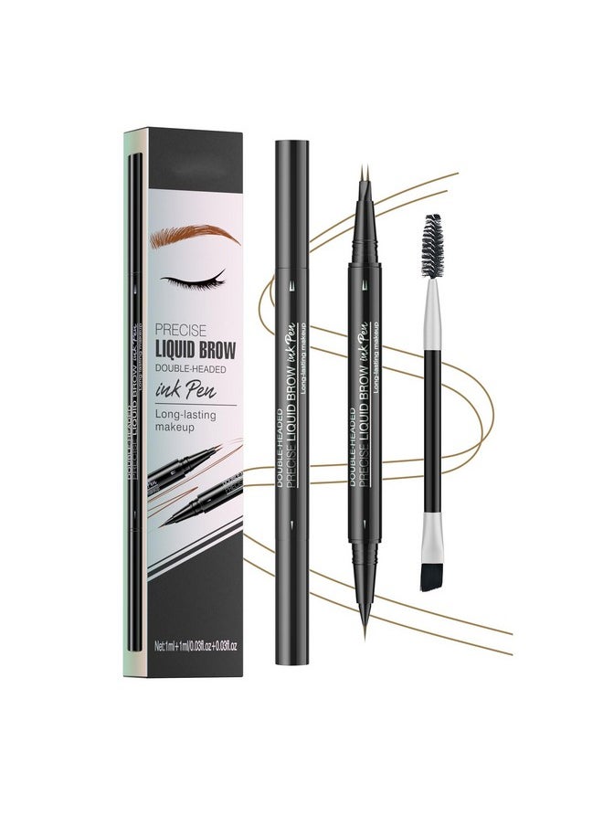 Microblading Eyebrow Pencil,2-In-1 Dual-Ended Eyebrow Pen With 2 Tip Brow Pen And Precise Brush-Tip,Brow Pen For Natural Waterproof And Long-Lasting Brows (Dark Brown)