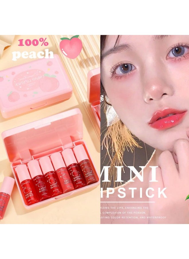 6 Colors Liquid Tint Stain,Korean Lip Gloss Moisturizing Natural,Multi-Use Lip And Cheek Tint Stain,Long-Lasting & Non-Stick Cup,Vivid Color