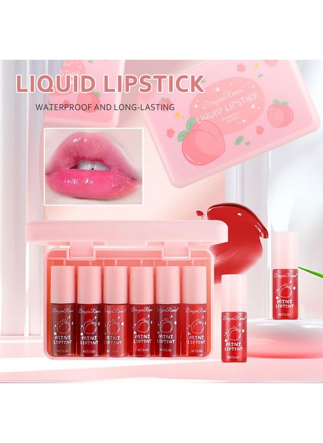 6 Colors Liquid Tint Stain,Korean Lip Gloss Moisturizing Natural,Multi-Use Lip And Cheek Tint Stain,Long-Lasting & Non-Stick Cup,Vivid Color