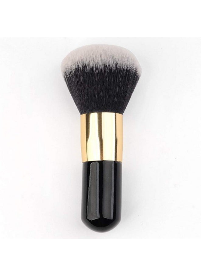 Makeup Brush Powder Brush Foundation Blush Bronzer Contour Face Blender Brush Professional Mineral Blending Buffing Kabuki Brushes Thick And Dense Soft Synthetic Fibers (Black&Golden Plus)