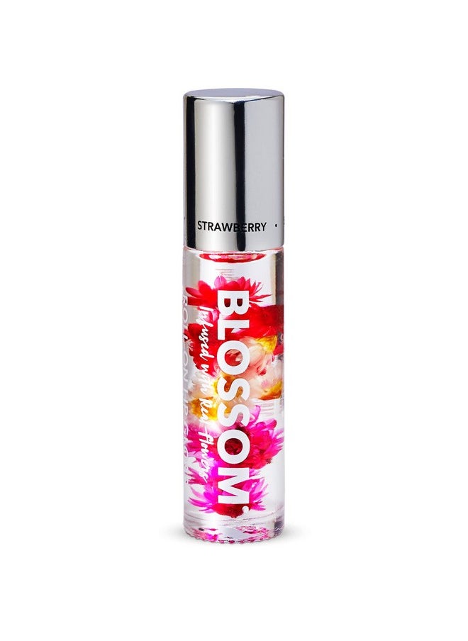 Scented Roll On Lip Gloss, Infused With Real Flowers, Made In Usa, 0.20 Fl. Oz./5.9Ml, Strawberry