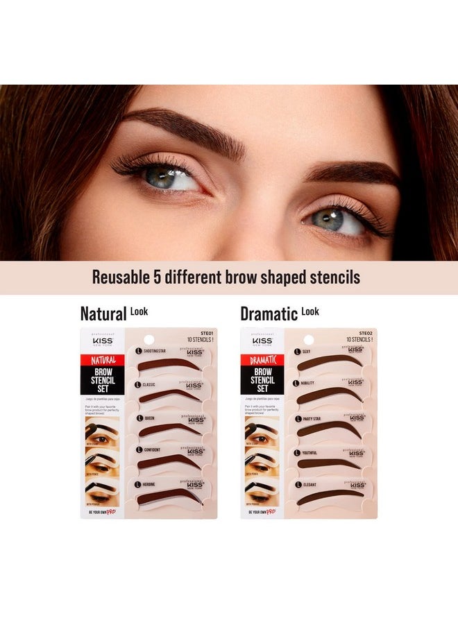 Professional Instant Brow Stamp And Stencil Kit Powder Stamp Eyebrow Shaping Kit (Stencil-Natural)