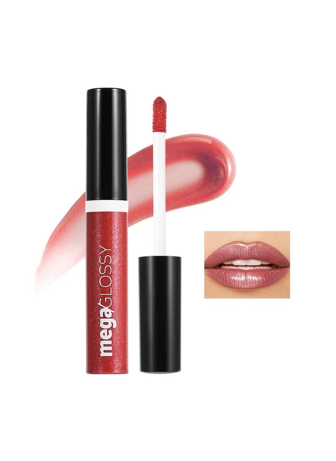 Mega Glossy Lip Gloss For Women, Ultra High Shine Glosses Pearl Shimmer Liquid Shimmer Lip Oil, Moisturizing, Non-Sticky Glossy Finish, Long-Lasting Matte Metallic Lip Glaze Makeup, 06