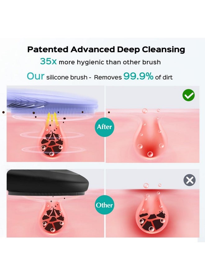 Facial Cleansing Brush Face Scrubber : Silicone Waterproof Rechargeable Face Wash Brush, 5 Cleansing Modes, Electric Deep Cleaning For Men & Women, Removing Blackhead, Exfoliating, Massaging