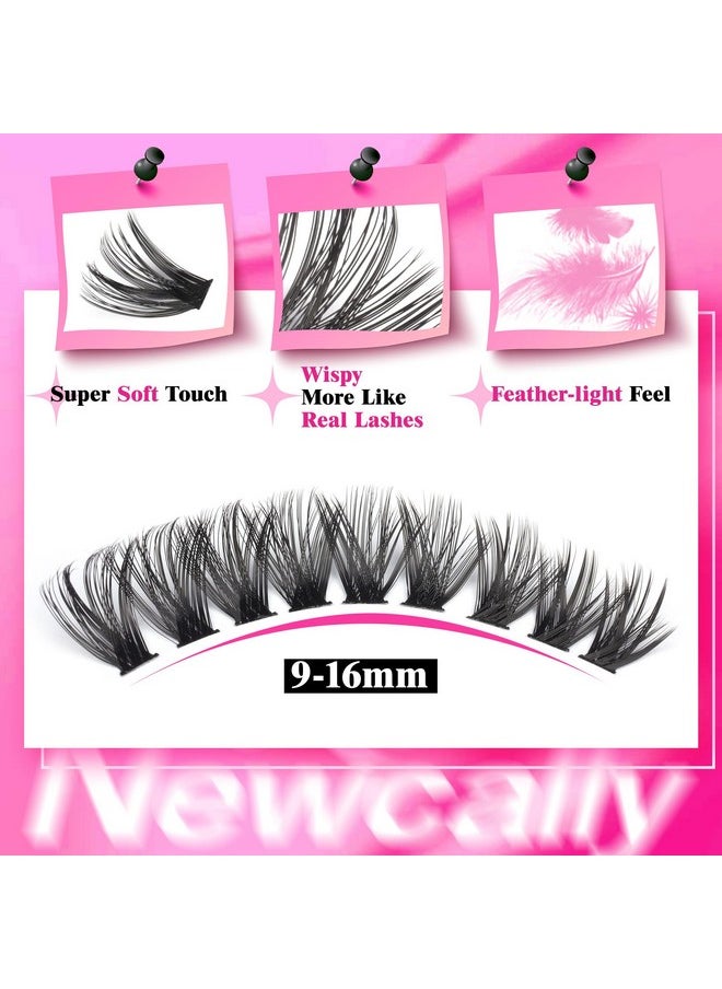 Ash Clusters Kit Wispy Lash Extension Kit 80D Eyelash Clusters Kit D Curl Thick Volume Diy Eyelash Extension Kit 9-16Mm Faux Mink Cluster Lashes Kit By Newcally