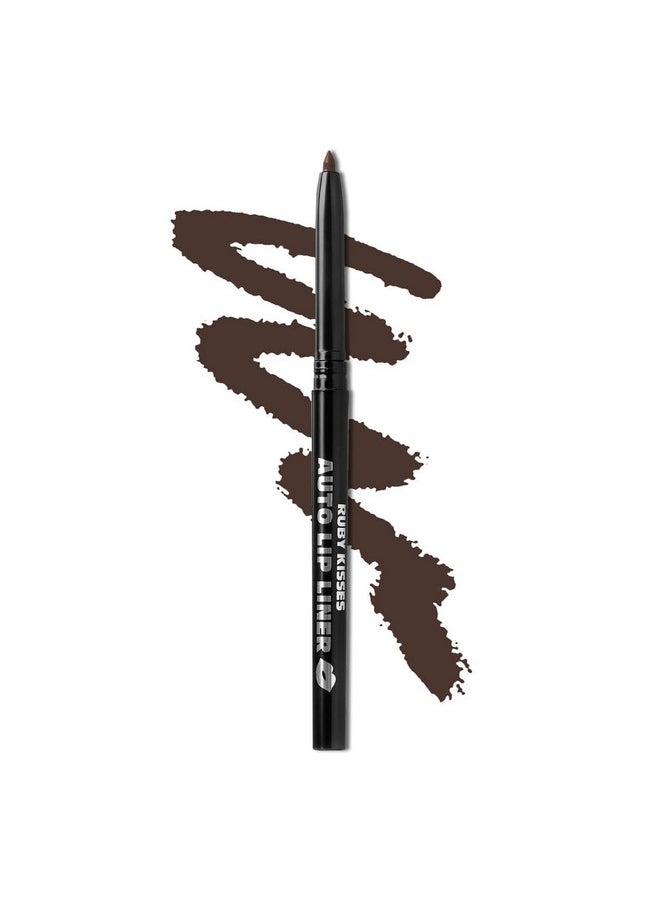 Auto Lip Liner Pencil, Long Lasting & Non-Fading, Smooth Application, Non-Feathering With Rich Color, No Sharpener Needed, Ideal For Full Lips Look (Dark Brown)