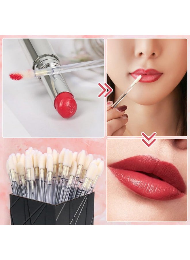 Disposable Makeup Lip Brush Lipstick Gloss Wands Applicator Perfect Make Up Tool (100Pcs Clear)