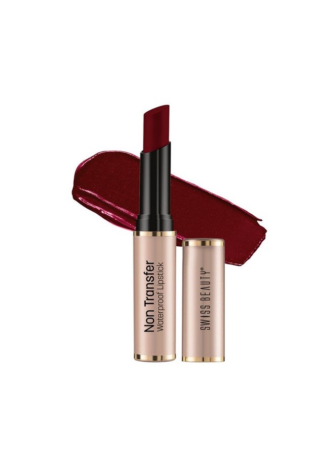 Non-Transfer Waterproof Lipstick With Jojoba Seed Oil | Matte Finish | Long-Lasting | Highly Pigmented | Shade- Royal Maroon, 3Gm