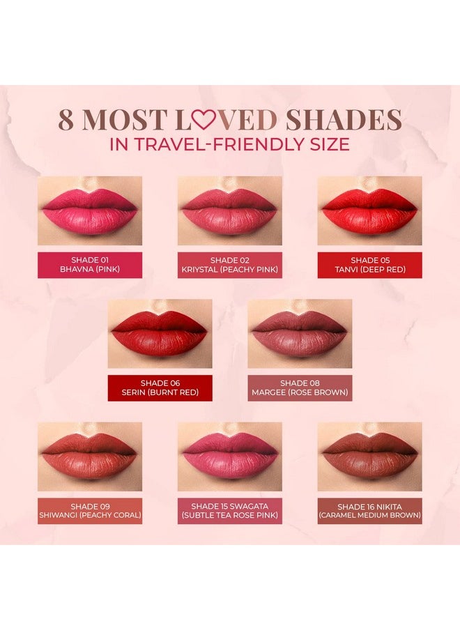 Ayurvedic Creamy Matte Lipstick For Moisturized Lips - Parabens & Chemical Free 01 Pink (Half - Size) 1.8Gm