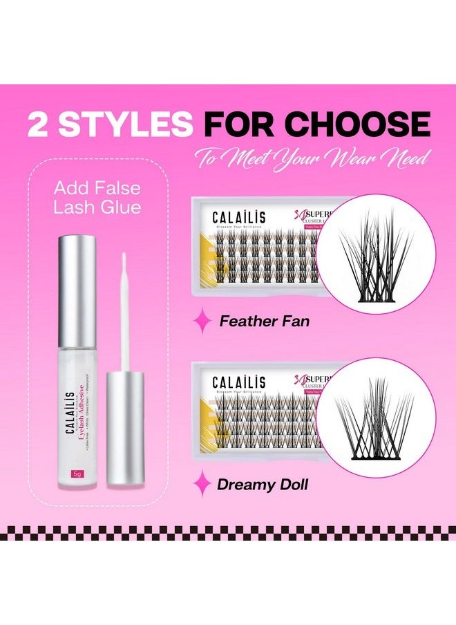 Individual Lashes, Diy Eyelash Extensions, Super Thin Glue-Based Band, Natural Look Reusable, 11/13/15/15Mm,Lasting For 48 Hours Individual Diy Eyelashes(Ys02)