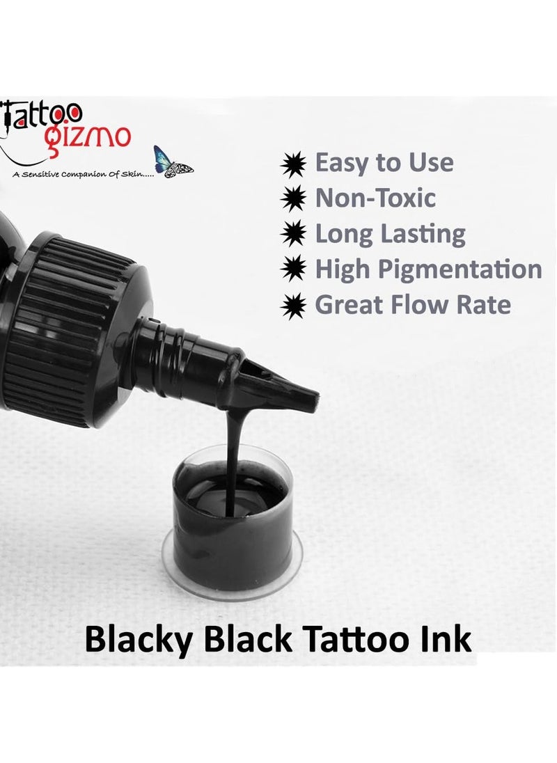 Skin- Ink 1oz Blacky Black Professional Pigment for Outlining, Shading, & Blending Tattoo Ink