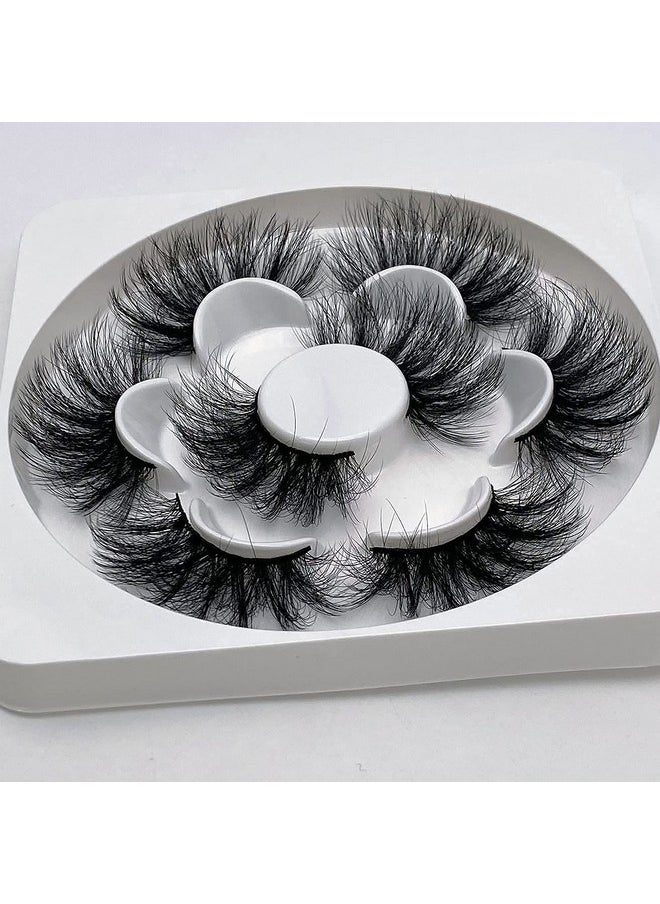 Mink Eyelashes Faux 8D Wispy Fluffy Mink Lashes 25Mm Dramatic Long Fake Eyelashes 4 Pairs Pack False Lashes (M02)