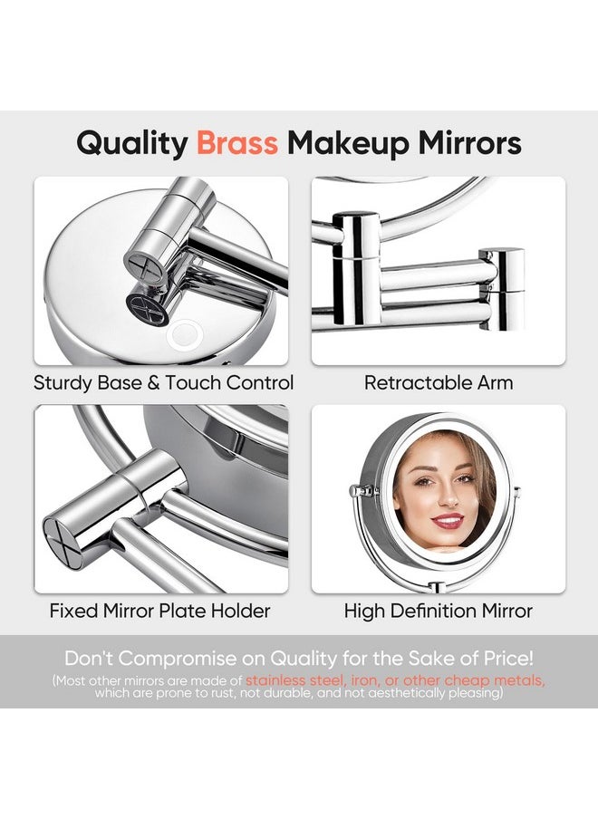 Wall Mounted Hardwired Makeup Mirror With 3 Tones Dimmable Led Lights 10X Magnifying Mirror With Touch Control For Bathroom Bedroom 13