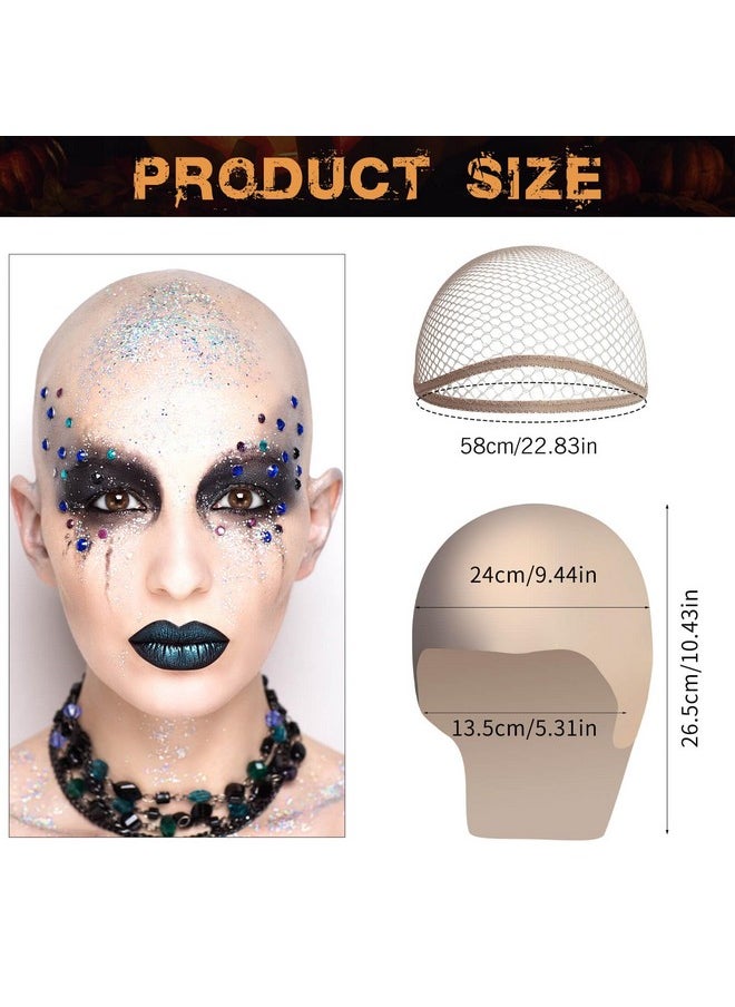 Halloween Latex Bald Cap Sfx Makeup Kit,Bald Wig Cap With Skin Water-Based Acrylic Adhesive(Bonding Skin Glue) For Men Adult,Perfect For Costumes, Cosplay, And Theater