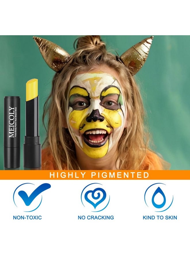 Yellow Face Body Paint Stick,Face Paint For Halloween Sfx Lion Tiger Cosplay Makeup,Face Painting For Adults Kids,Yellow Eye Black Stick Eye Paint For Baseball/Softball/Football/Lacrosse