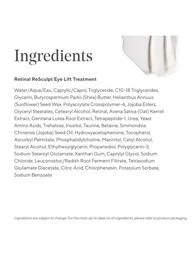 Retinal Resculpt Eye Lift Treatment - Anti-Aging Eye Cream Lifts And Improves Sagging - Encapsulated Vitamin A Eye Care Firms Droopy Eyelids, Reduces Lines And Wrinkles - 0.5 Fl Oz