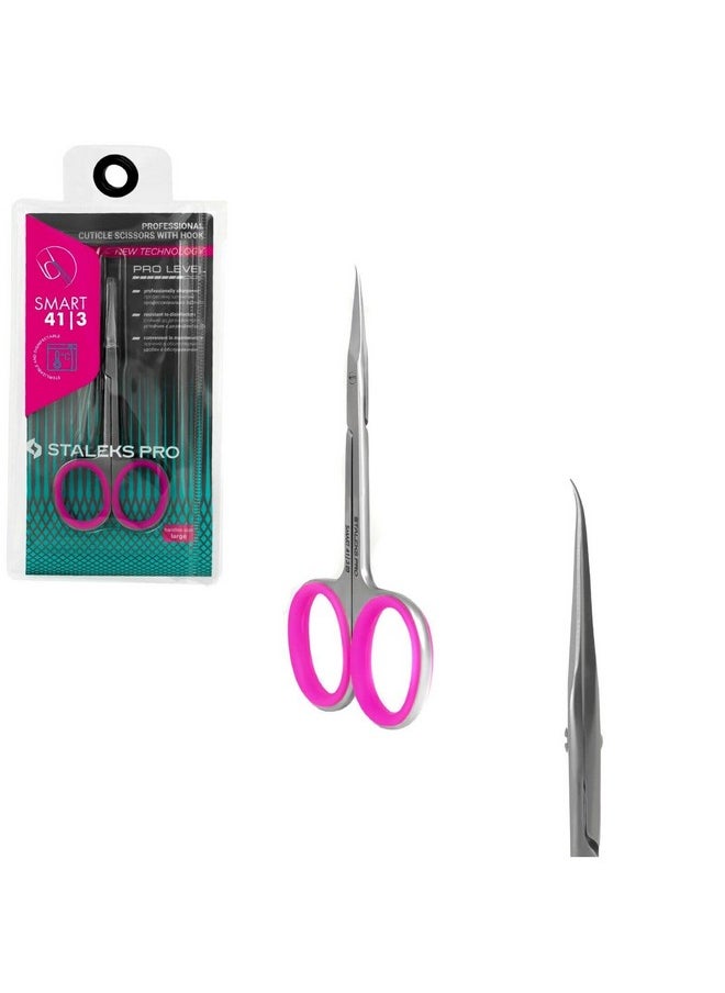 , Professional Cuticle Skin Scissors, Blades With Pink Silicone Hook And Handles, Manual Sharpness, Ss - 41 / 3