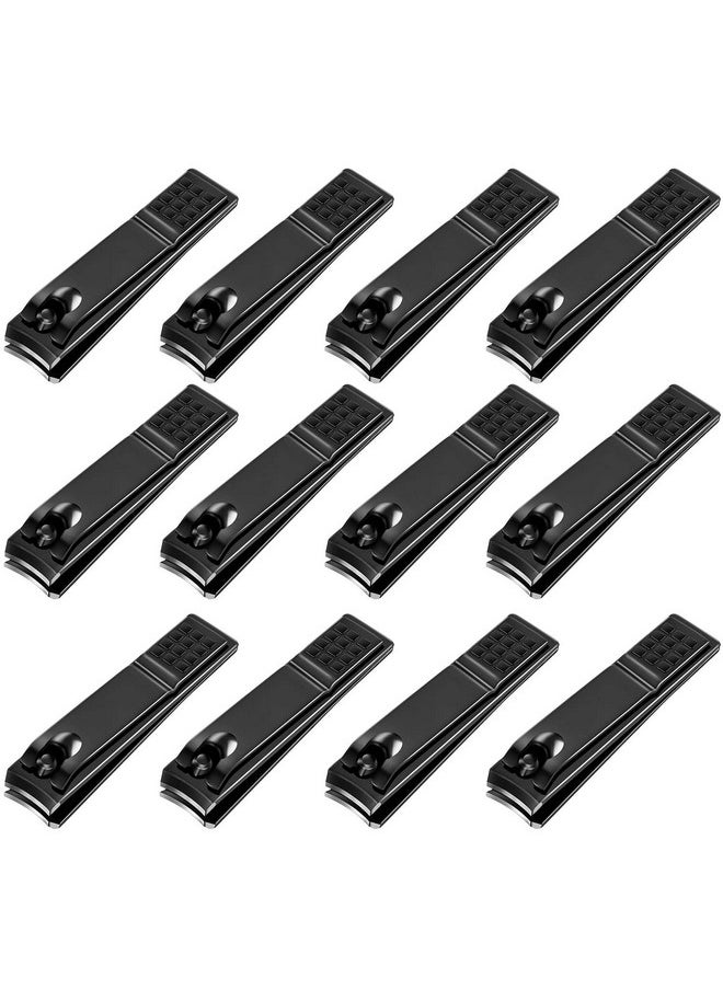 12 Pieces Nail Clipper Set Stainless Steel Nail Cutter Fingernails And Toenail Clipper Cutter For Women Men (Black)