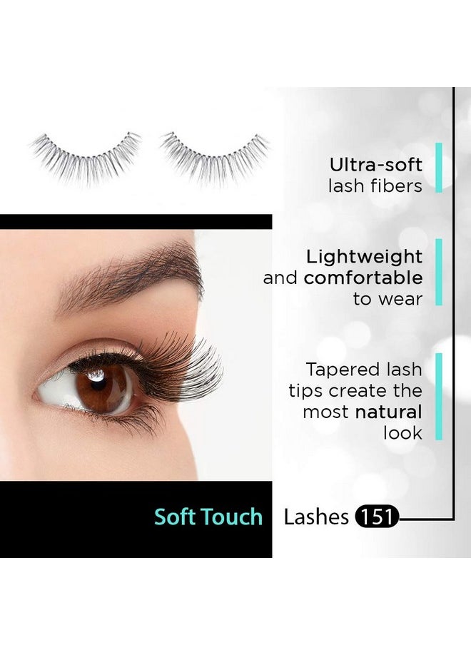 Soft Touch Lashes - Natural-Looking, Tapered Tip False Eyelashes, Full Volume, Easy Application, 151 Black (4 Pack)