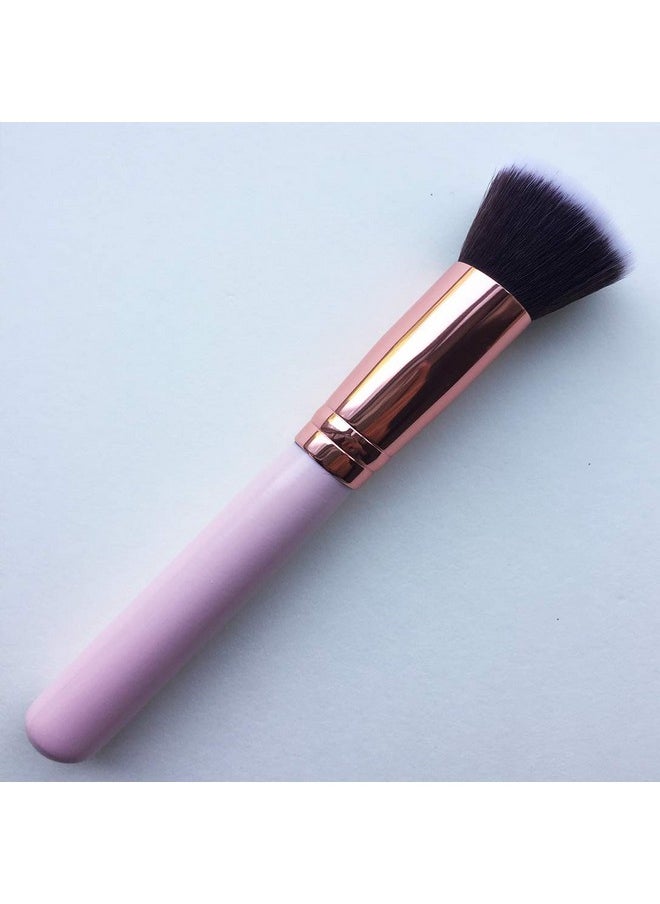 Makeup Brush Powder Brush Foundation Blush Bronzer Contour Face Blender Brush Professional Mineral Blending Buffing Kabuki Brushes Thick And Dense Soft Synthetic Fibers (Pink&Rose Gold)