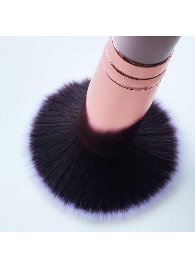 Makeup Brush Powder Brush Foundation Blush Bronzer Contour Face Blender Brush Professional Mineral Blending Buffing Kabuki Brushes Thick And Dense Soft Synthetic Fibers (Pink&Rose Gold)