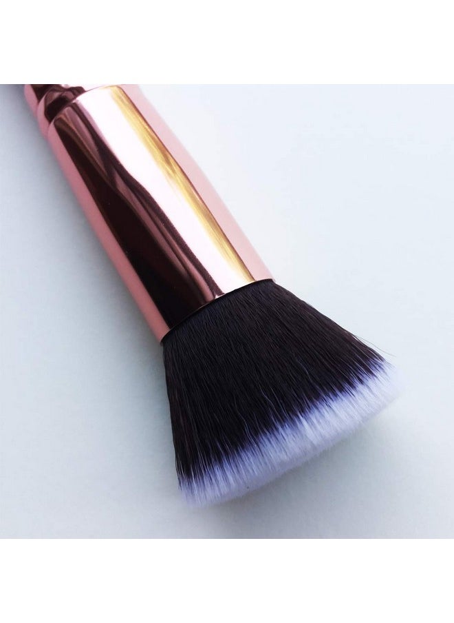 Makeup Brush Powder Brush Foundation Blush Bronzer Contour Face Blender Brush Professional Mineral Blending Buffing Kabuki Brushes Thick And Dense Soft Synthetic Fibers (Pink&Rose Gold)
